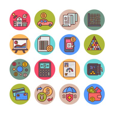 Finans Yuvarlak Simgeleri - Vektörler