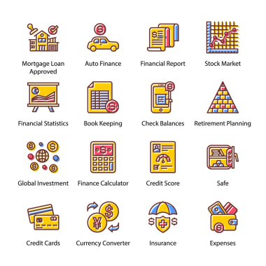 Finans Minimum Simgeleri - Felç Edildi, Vektörler