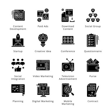 Dijital Pazarlama Kabartma Simgeleri - Katı, Vektörler