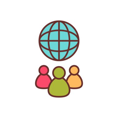 Çevrimiçi topluluk simgesi vektör olarak. Logotype
