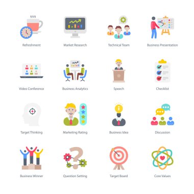 Business And Managment Flat Round Icons - Vectors