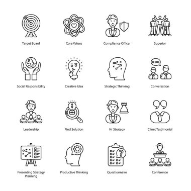 Business And Managment Outline Icons - Stroked, Vectors clipart