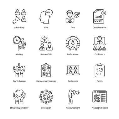 İş ve Yönetim Ana Hattı Simgeleri - Felç Edildi, Vektörler