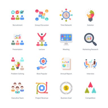 Business And Managment Flat Round Icons - Vectors