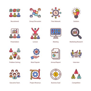 Business And Managment Filled Icons - Stroked, Vectors
