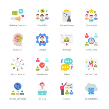 Business And Managment Flat Round Icons - Vectors