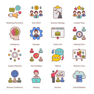 Business And Managment Filled Icons - Stroked, Vectors
