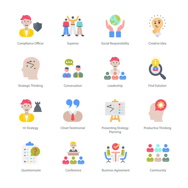 Business Managment Flat Icons Vectors — 스톡 벡터