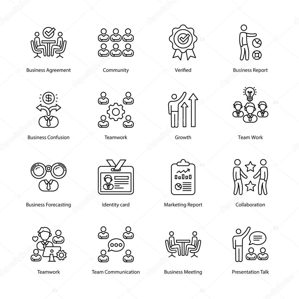 Business And Managment Outline Icons - Stroked, Vectors