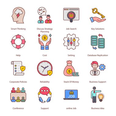 Business And Managment Filled Icons - Stroked, Vectors