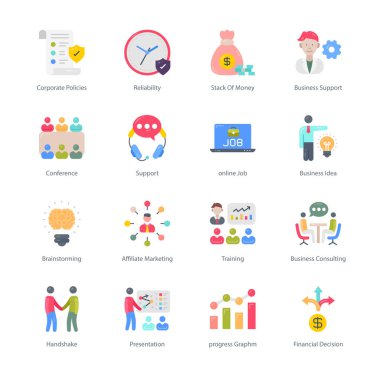 Business And Managment Flat Round Icons - Vectors
