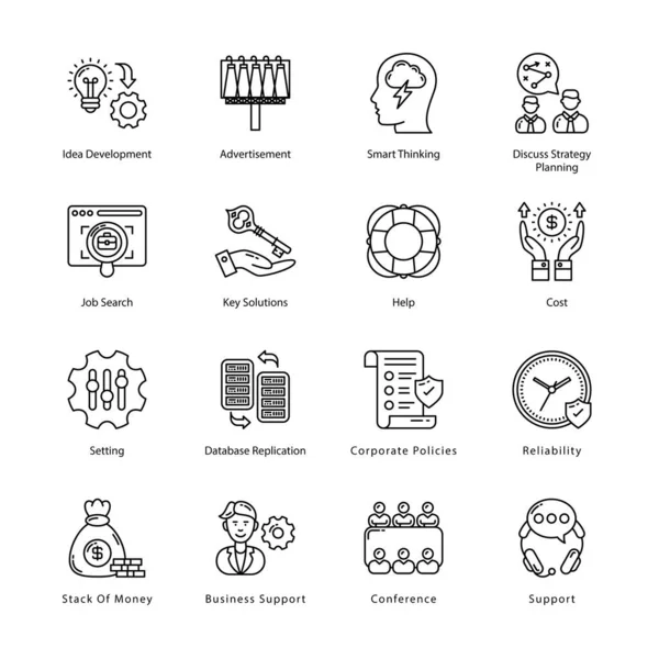Business Managment Outline Icons Stroked Vectors — Archivo Imágenes Vectoriales
