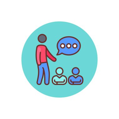 Vektör olarak sunum konuşma simgesi. Logotype