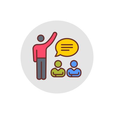 Vektör olarak Sunum Konuşma simgesi. Logotype