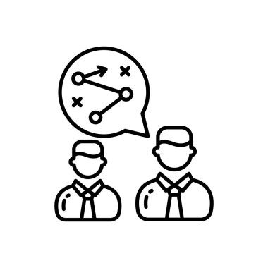 Strateji Planlama simgesini vektörde tartışın. Logotype