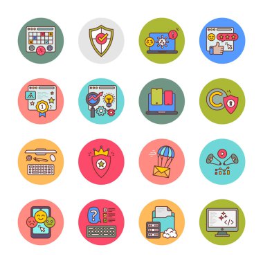 SEO, Development and Marketing Flat Round Icons - Vectors