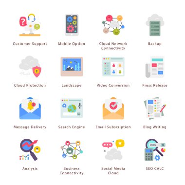 SEO, Development and Marketing Flat Icons - Vectors