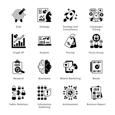 SEO, Development and Marketing Glyph Icons - Solid, Vectors