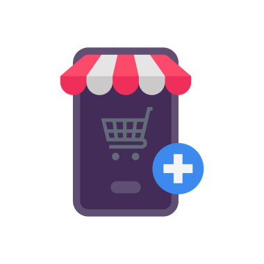 E-Ticaret simgesi vektörde. Logotype