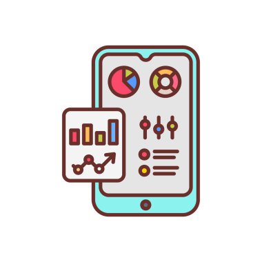 Mobile Graphic Report icon in vector. Logotype