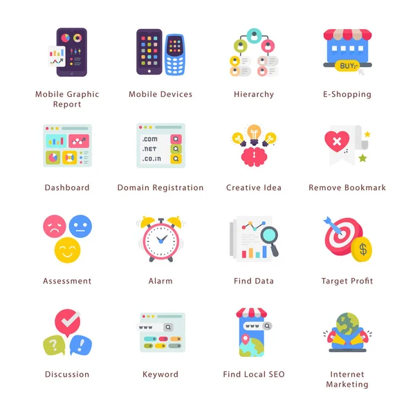 SEO, Development and Marketing Flat Icons - Vectors