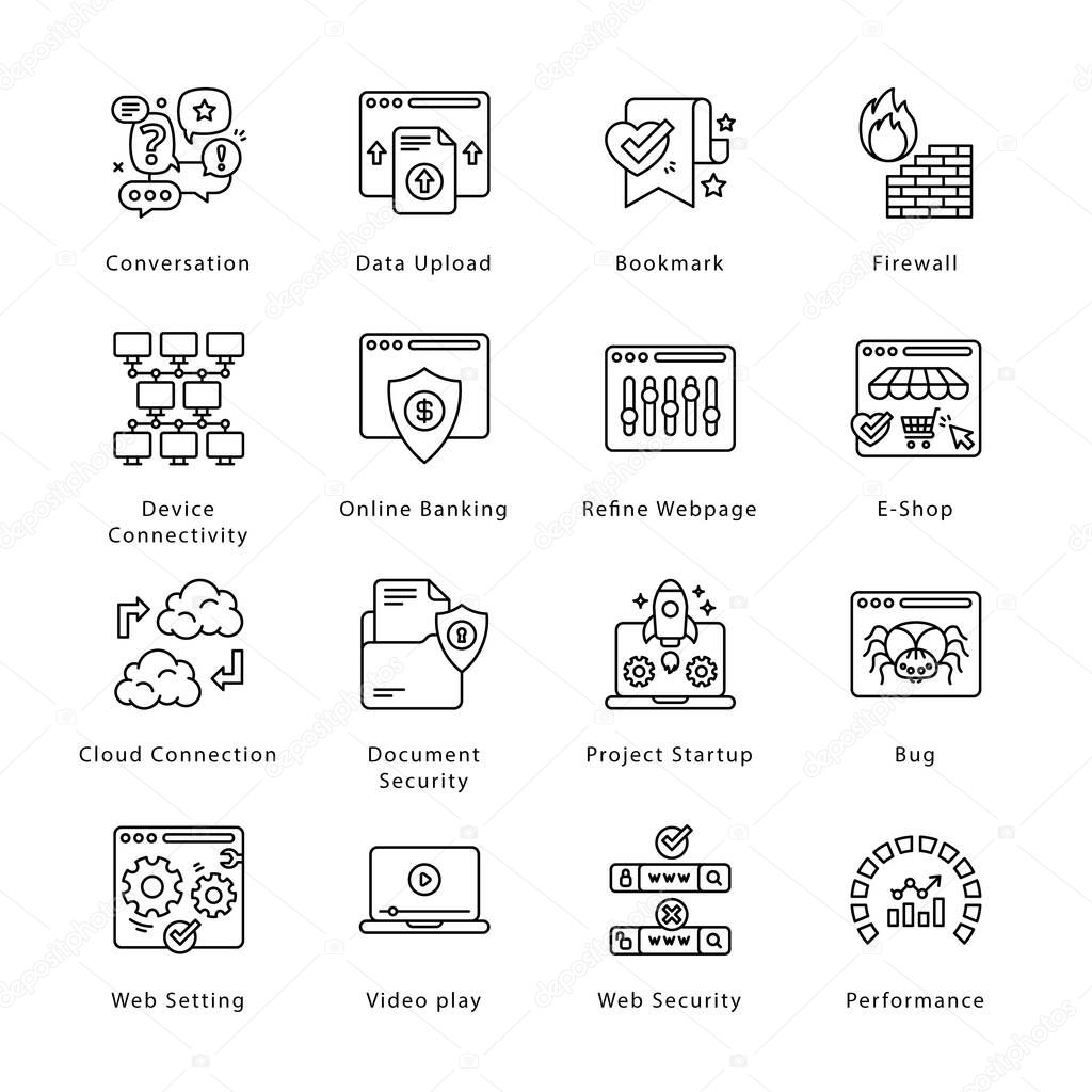 SEO, Development and Marketing Outline Icons - Stroked, Vectors