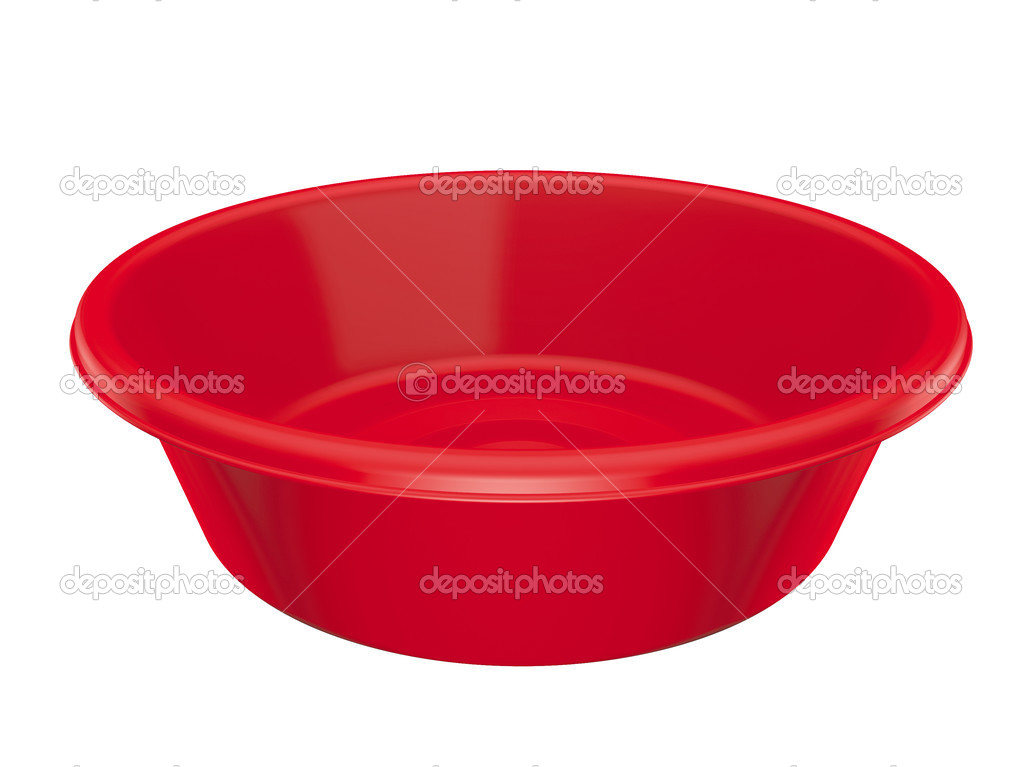 Red plastic basin isolated