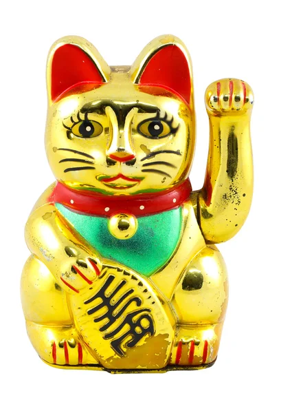 Oro Maneki Neko Giappone Gatto fortunato — Foto Stock