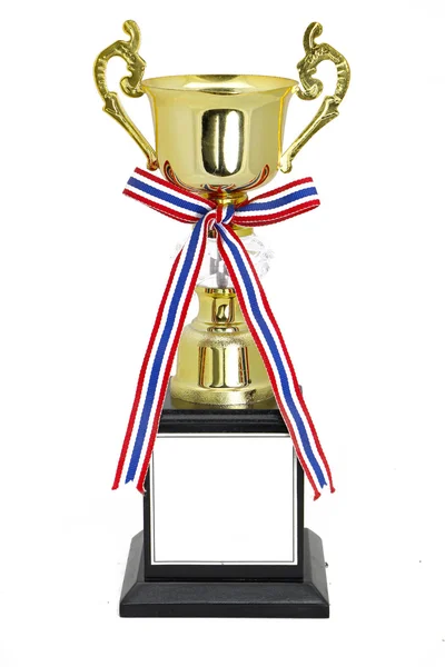 Šampion zlatou trofej izolovaných na bílém, s ořezovou cestou — Stock fotografie