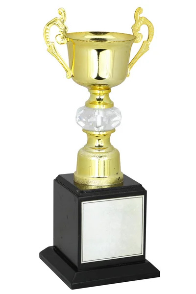 Champion trophée d'or isolé sur blanc, avec chemin de coupe — Photo