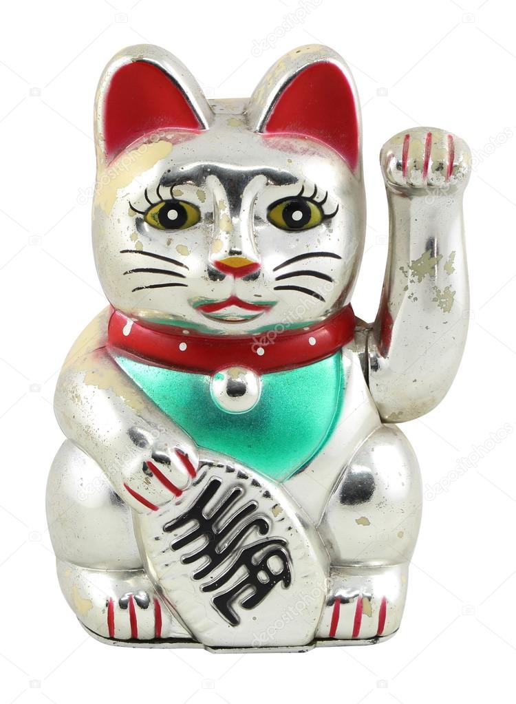 Silver Maneki Neko Japan Lucky Cat