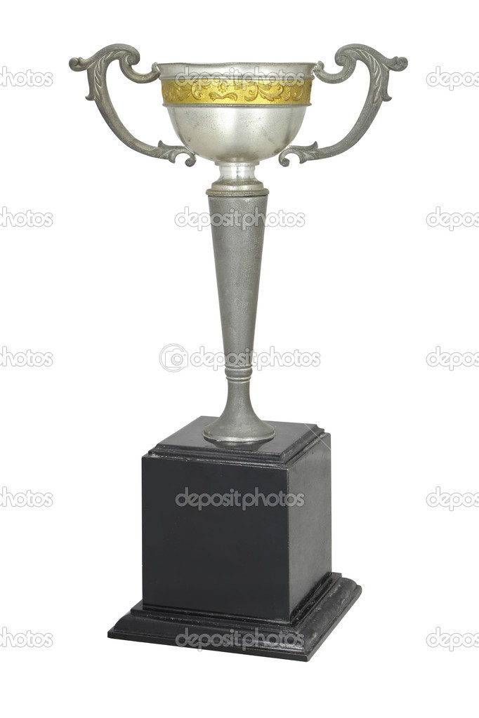 Champion Vintage Silver trophy isolated on white,With clipping path