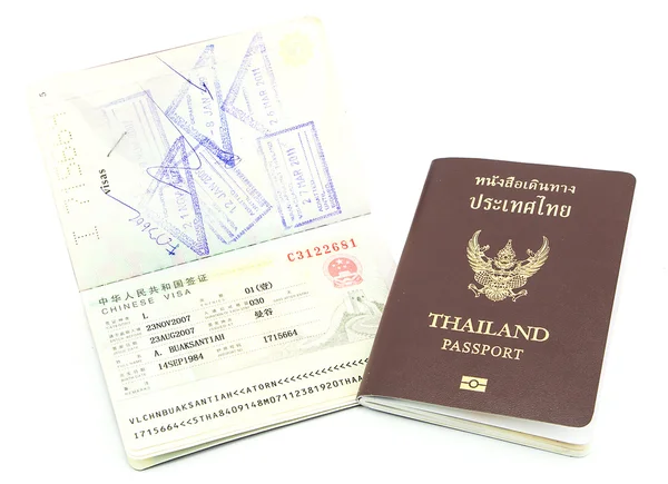 Thailand passport visa stamp isolated — Stock Photo, Image
