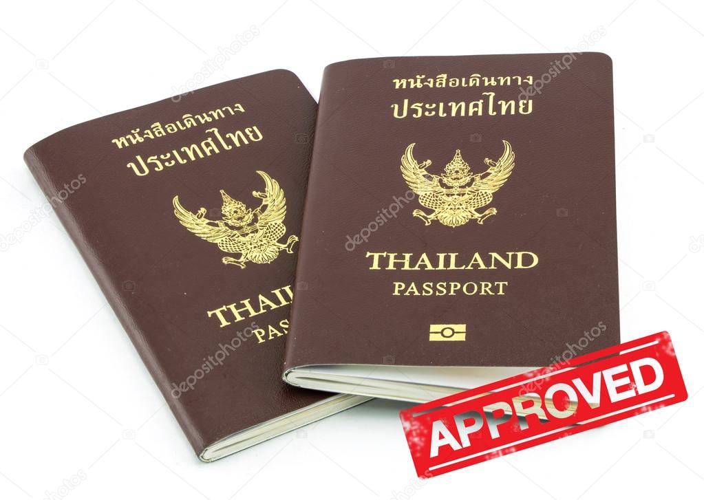 Thailand passport visa stamp isolated