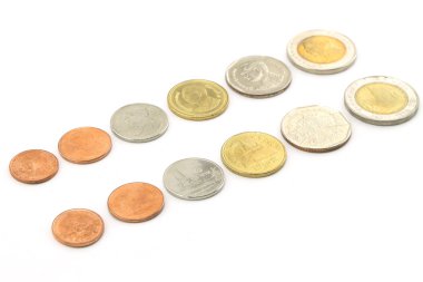 Tayland sikkeler üzerinde beyaz izole