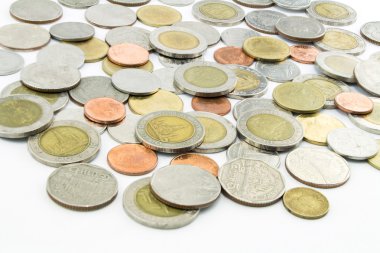 Tayland sikkeler üzerinde beyaz izole