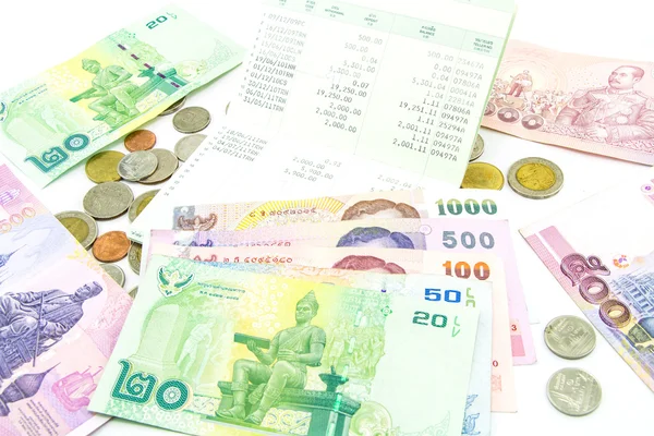 Thailand banknotes and coins — Stock Photo, Image