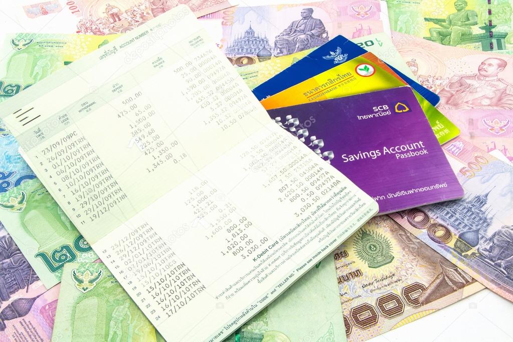Thailand banknotes and Account Passbook