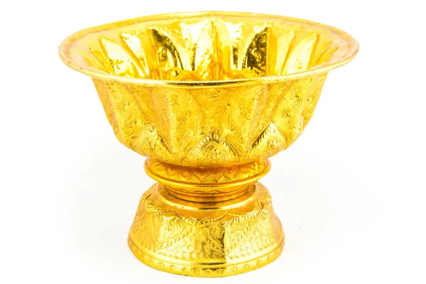 Thai gold antik tálca elszigetelt fehér — Stock Fotó