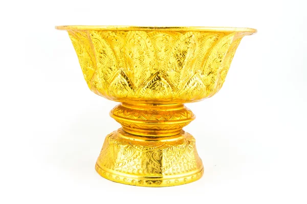 Thai gold antique tray isolated on white — Stock Photo, Image