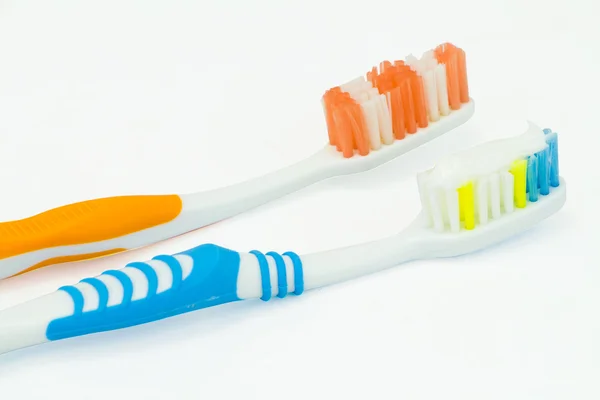 Several toothbrush put in storage and toothpaste — Stock Photo, Image