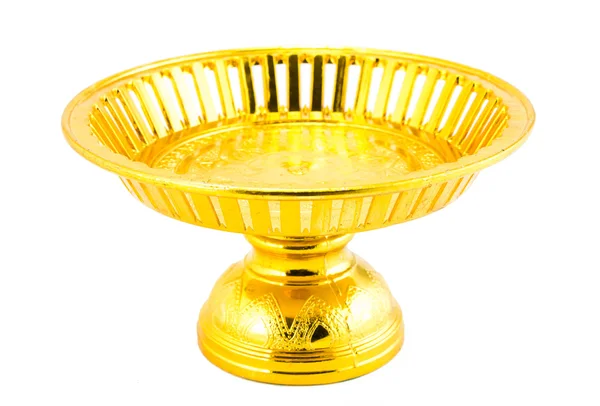 Thai gold antique tray isolated on white — Stock Photo, Image