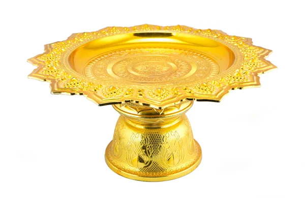 Thai gold antique tray isolated on white — Stock Photo, Image