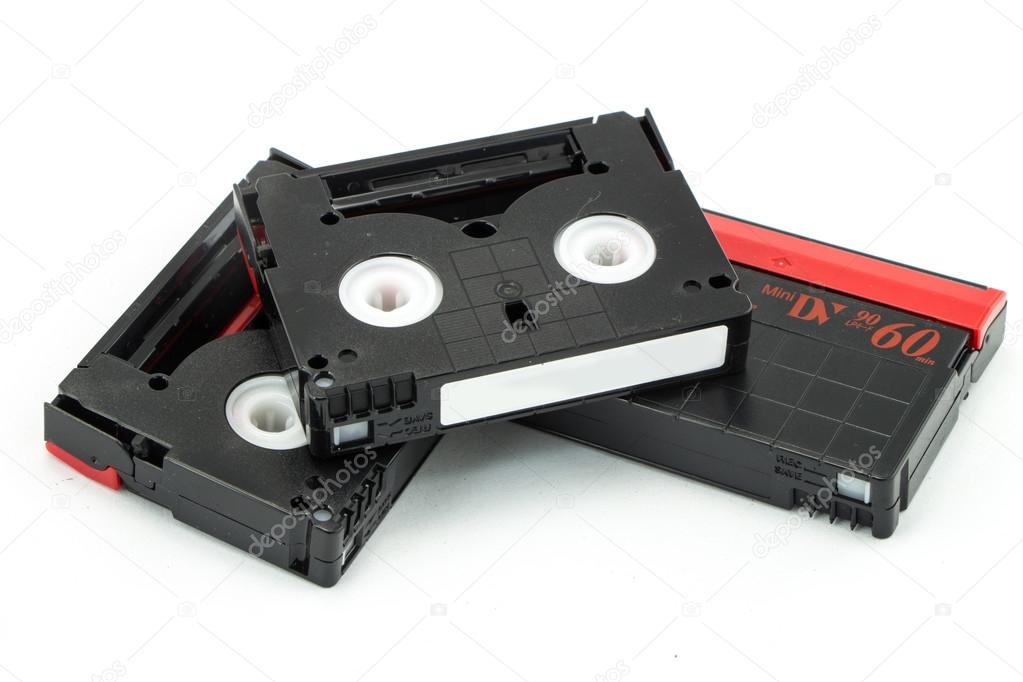 Mini Dv Cassettes Isolated On White Background Stock Photo