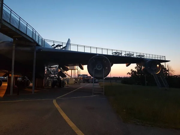 Side Resting Jet Airport Dawn — Stock Photo, Image