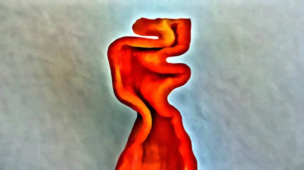 半角の赤唐辛子のデジタルカラー絵画 — ストック写真
