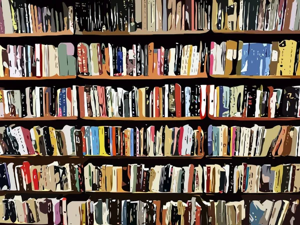 The spines of many books on a bookshelf. — Stock Photo, Image