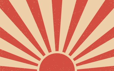 Eski Japon yükselen güneş arka planı grunge retro patlama stili