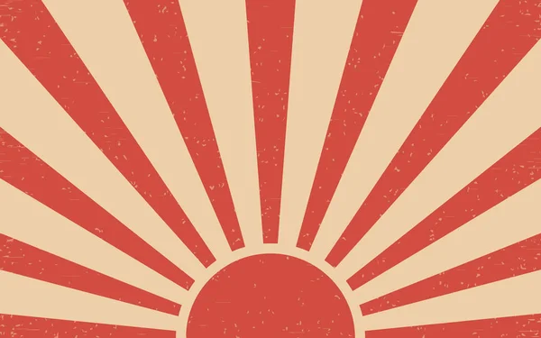 Vintage Japanese Rising Sun Background Grunge Retro Burst Style — Stock Vector