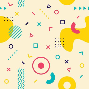 Soyut modayı takip eden geometrik Memphis desensiz arkaplan